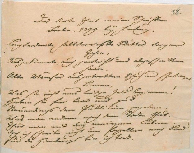 Faksimile, Gedichtbrief von Goethe an von Stein »Der vierte Theil meiner Schrifften Berlin. 1779 bey Himburg.«, © Klassik Stiftung Weimar