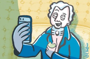 Goethe entdeckt das Internet. Facebook gefällt ihm gut © Lydia Keßner