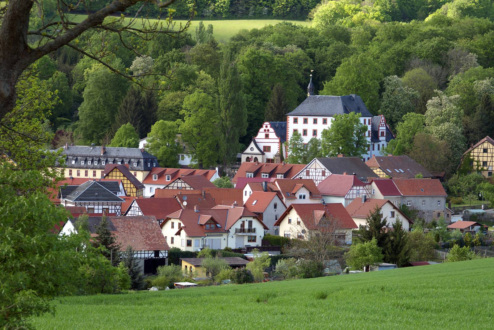 Blick über Kochberg mit Schloss. Foto: Roland Dreßler © Klassik Stiftung Weimar