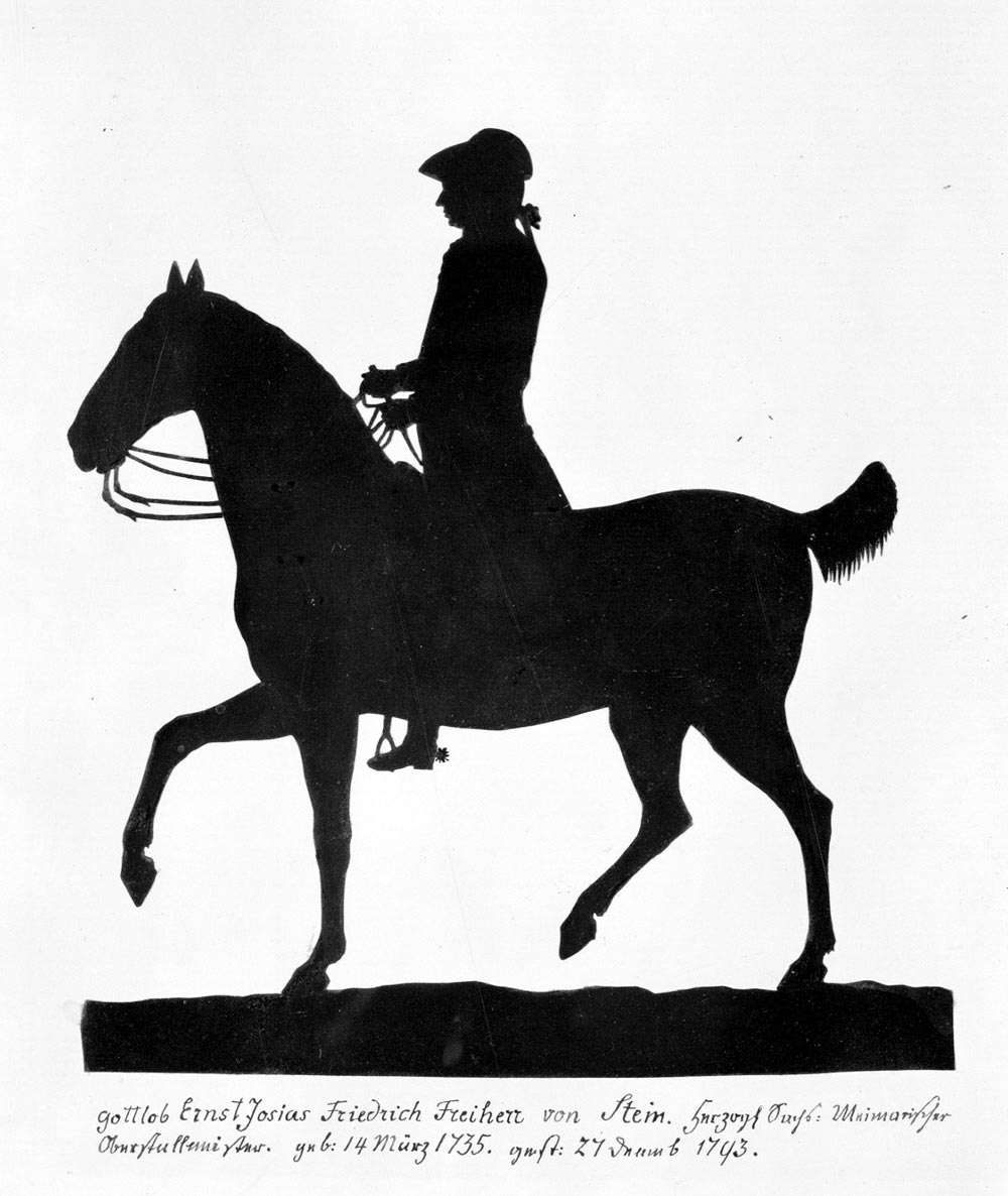 Unbekannter Künstler: Josias von Stein als Reiter (Silhouette), um 1780, Klassik Stiftung Weimar