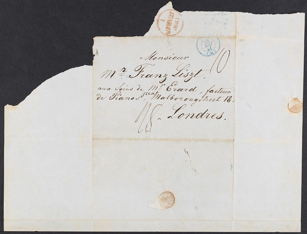 Brief von Heinrich Heine (1797-1856) an Franz Liszt (1811-1886), Paris, 25. Mai 1841, Adresse, Goethe- und Schiller-Archiv 59/17,22