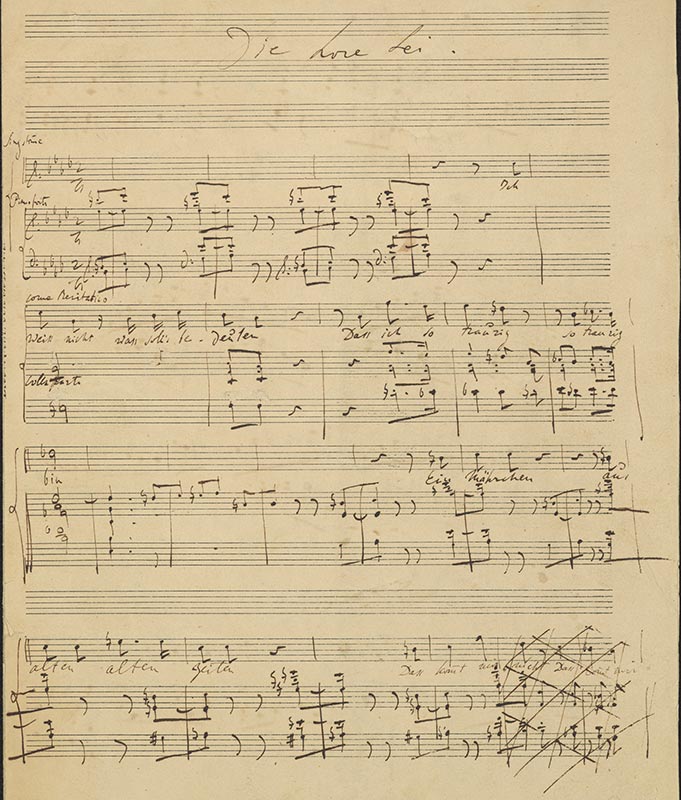Franz Liszt (1811-1886), »Die Loreley« für Mezzosopran (oder Tenor) und Klavier, Autograph der frühen Fassung, S. 1, Goethe- und Schiller-Archiv 60/D 97