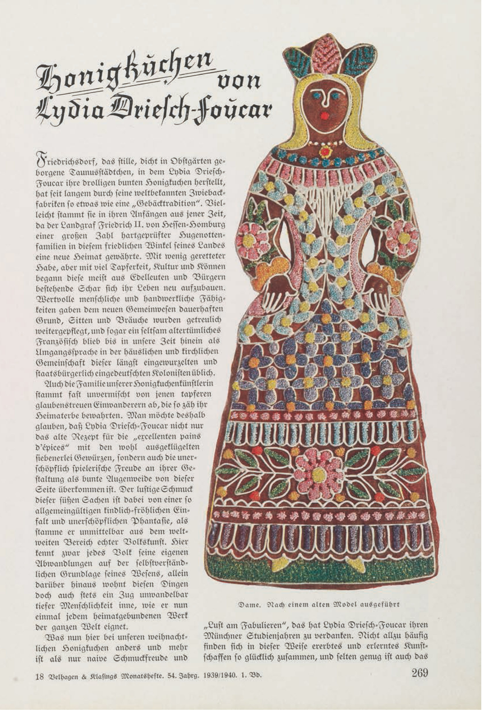 Hanna Kronberger-Frentzen, Honigkuchen von Lydia Driesch-Foucar, Sonderdruck, 1939/40, Sammlung Driesch, Köln