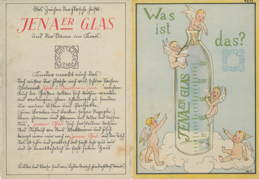 Lydia Driesch-Foucar, Werbekarte für Jenaer Glas, Schott & Gen., Jena, 1932/33, Sammlung Driesch, Köln