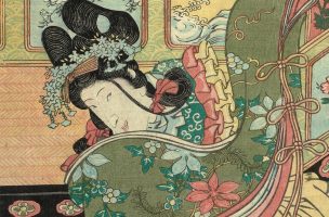 Kabuki-Szene, Ausschnitt, Farbholzschnitt, Klassik Stiftung Weimar
