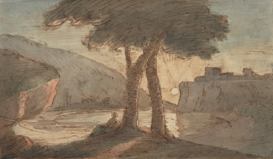Johann Wolfgang von Goethe, »Neapolitanische Küste am Posillipo«, 1808, Feder und Aquarell