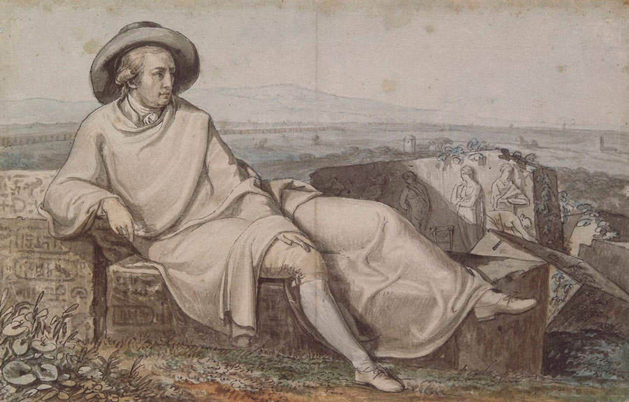 Zeichnung von Tischbein, Schütz, Bury, »Goethe in der Campagna«, um 1787 