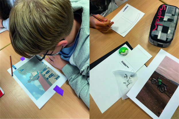 Schüler*innen der 9c bei der Schriftgestaltung. Foto: Laura Meinhardt/ Klassik Stiftung Weimar